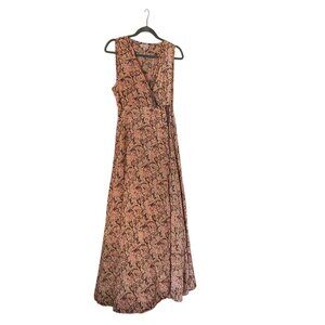 Cienna Womens Paisley Maxi Dress L Pink Silk Blend Boho Lightweight